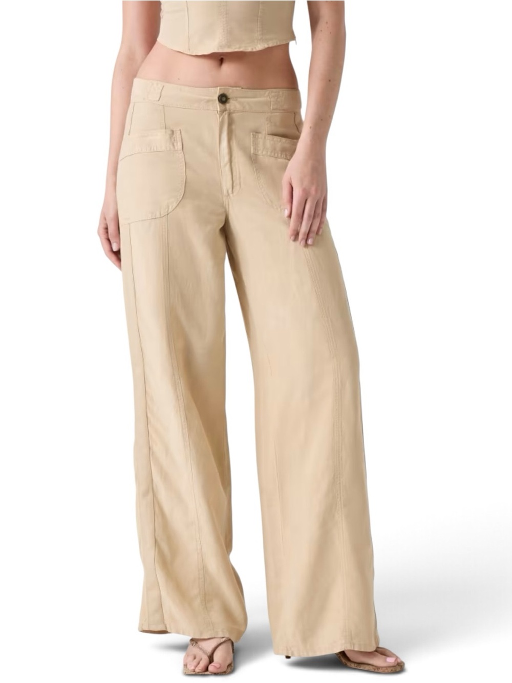Women’s Guess Casual Linen Blend Pants in Beige 31X32